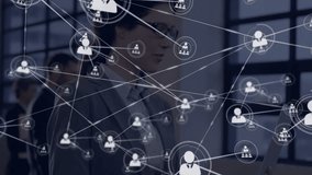 Mature professional typing laptop and generating avatars linking into business network in office. Corporate, digital, connection, teamwork, innovation, networking, office - Powered by Shutterstock - Get 15% off with code: PIKWIZARD15