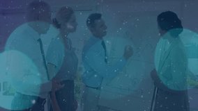 Business team gathering around flip chart, presenter uncapping marker and drawing trend curve. Collaboration, data analysis, brainstorming, professional development, leadership, teamwork, planning - Powered by Shutterstock - Get 15% off with code: PIKWIZARD15