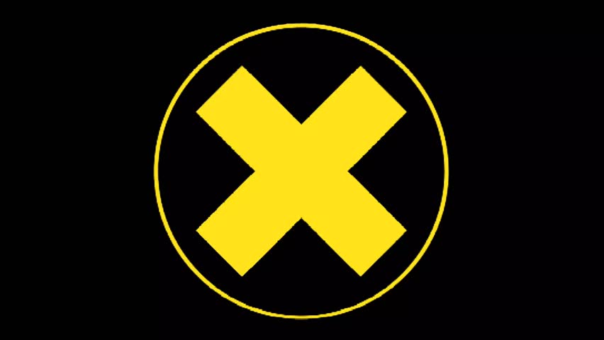 Yellow 'X' mark within a circle on a black background, representing mutants, uniqueness, and standing united against prejudice