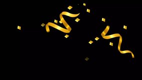 Golden ribbons and confetti gracefully descend against a dark background, perfect for celebrations, awards, anniversaries, or festive occasions - Powered by Shutterstock - Get 15% off with code: PIKWIZARD15