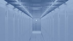 Glowing globe icon appearing in server rack corridor, sending beams to graph nodes, forming network. Technology, connectivity, cyberspace, innovation, data, digital, network - Powered by Shutterstock - Get 15% off with code: PIKWIZARD15