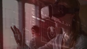 Tech specialist securing VR headset and navigating charts analyzing data while advisor watching. Virtual reality, holographic interface, data visualization, digital technology, modern workspace, - Powered by Shutterstock - Get 15% off with code: PIKWIZARD15