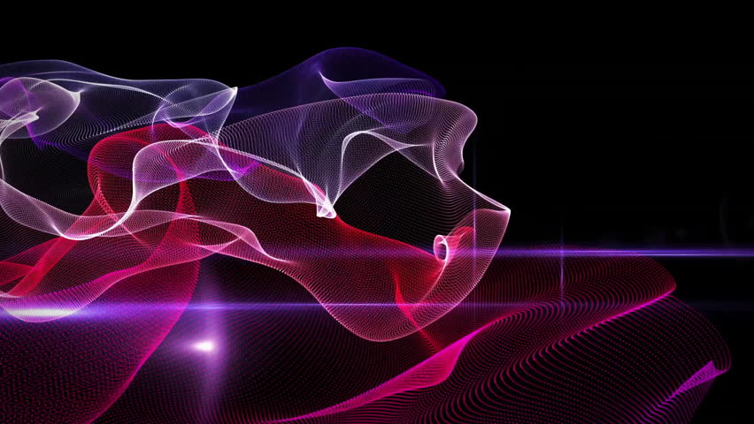Pink purple wave undulating across black void while glitch revealing sharpening HIGH SCORE text. Abstract, digital art, futuristic, vibrant, motion graphics, typography, technology