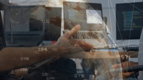 Man and woman extending then shaking hands under digital network overlay with laptops for tech work. Collaboration, connectivity, digital, teamwork, professional, innovation, modern - Powered by Shutterstock - Get 15% off with code: PIKWIZARD15