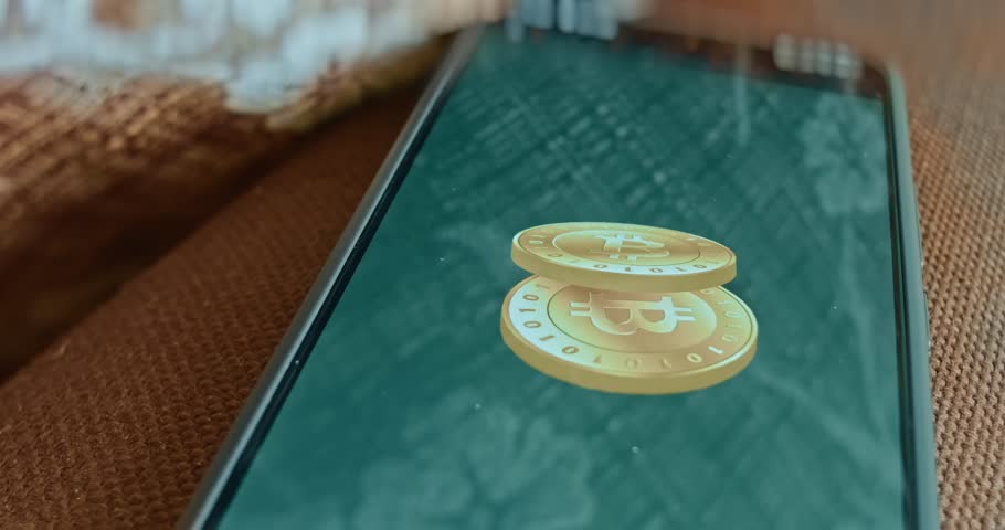 Bitcoin BTC digital coin, cryptocurrency concept, presentation