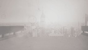 Network graph forming on foggy terrace after avatar fading in and linking icons to visualize growth. Futuristic, connectivity, digital, technology, abstract, communication, urban - Powered by Shutterstock - Get 15% off with code: PIKWIZARD15