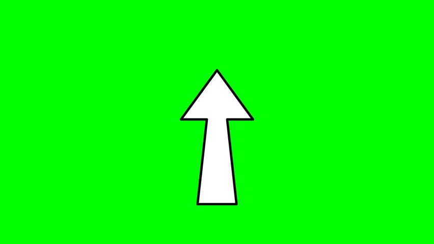 White Arrow with Black Stroke Pointing in Four Directions, 4K Green Screen Animation Set (Left, Right, Up, Down