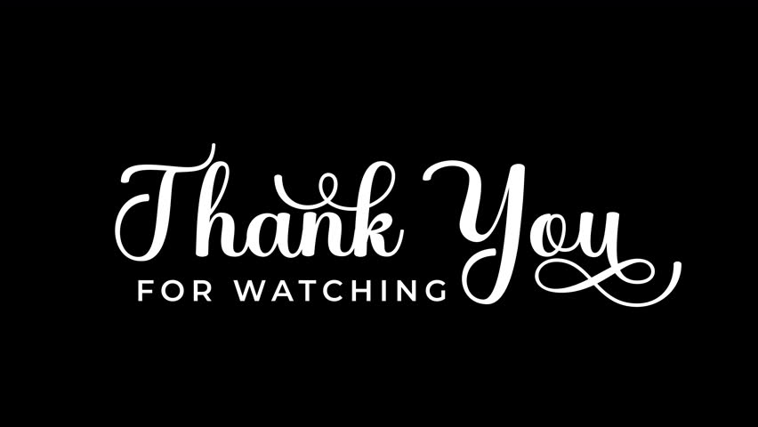 Thank you for watching animation text in white color. lettering animated on alpha or transparent background Suitable for video end screen.