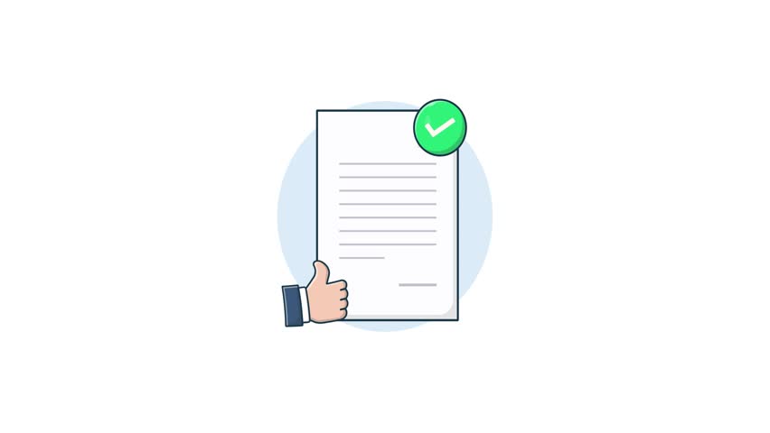 4k Document Paper with Approved Sign and Like. Approved Document Concept Animation Video 