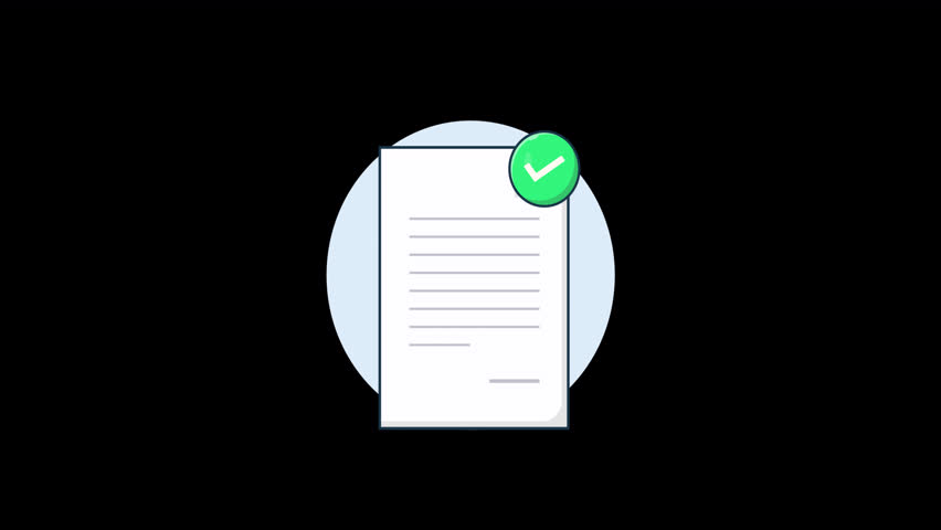 Verified Document Concept Animation Video - Transparent