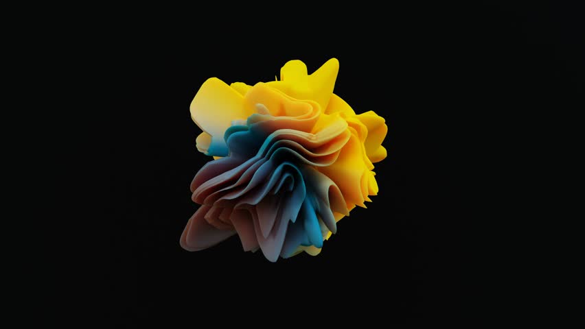 3d render, Abstract smooth glass shape on black background, loops animation