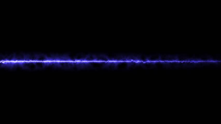 Neon energy glowing line on black background. Futuristic flow and laser jet for overlay effect. Blue fractal lightning background, electrical abstract