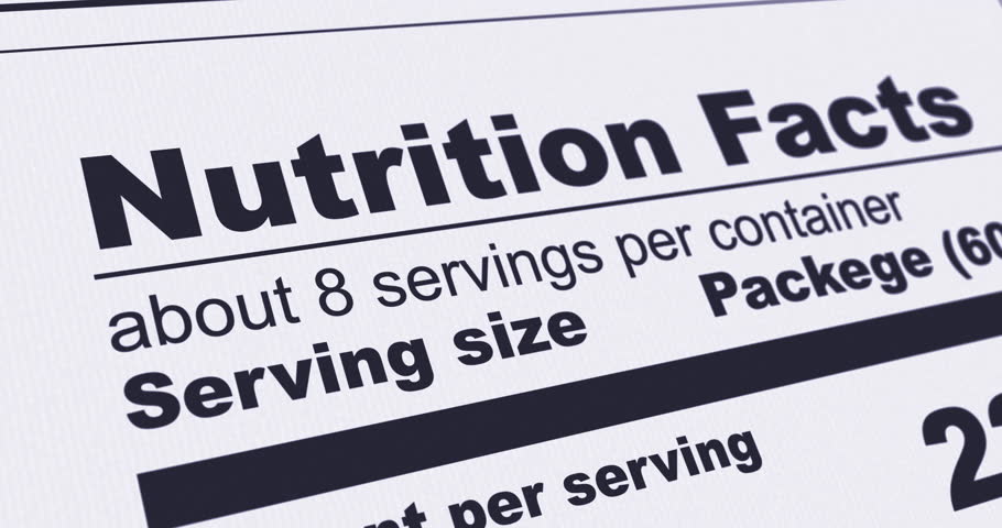Nutrition Facts Label with magnesium content line highlighted, information of Mg - magnesium element content in product, footage