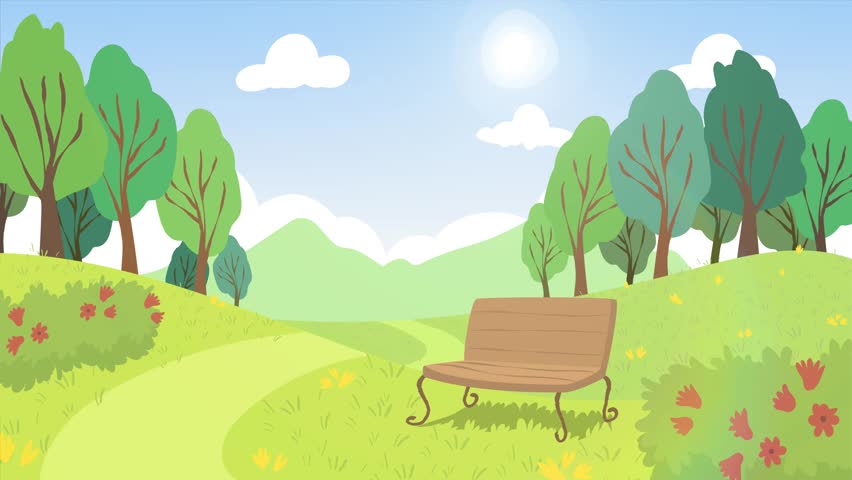 cartoon Nature scene landscape background looped