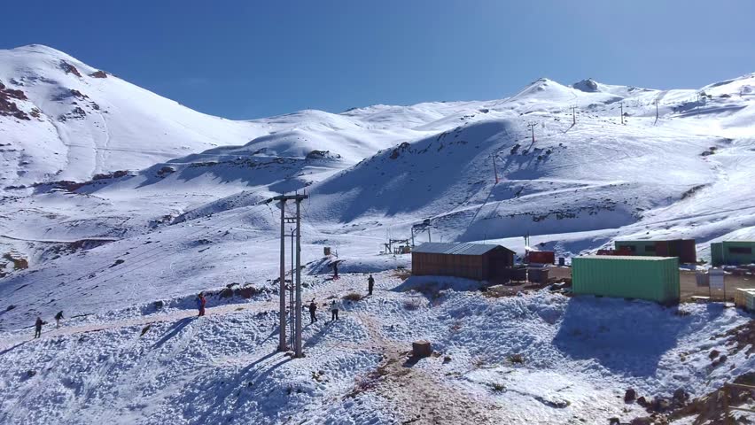 Valle nevado winter mountain landscape, santiago, Chile. Ski resort. Valle Nevado snowing mountains.