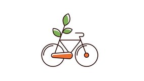 animated graphic icon of a bicycle with a green plant, symbolizing eco-friendly transportation, sustainability, and healthy living. Alpha channel transparent background - Powered by Shutterstock - Get 15% off with code: PIKWIZARD15