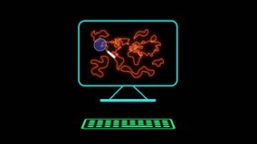 Digital globe with magnifying glass, geolocation search vector, Computer displaying world map, international data review - Powered by Shutterstock - Get 15% off with code: PIKWIZARD15