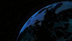 Global network and internet connection in orbital earth globe animation . Concept of wireless digital connection in futuristic 3D rendering motion graphic . - Powered by Shutterstock - Get 15% off with code: PIKWIZARD15