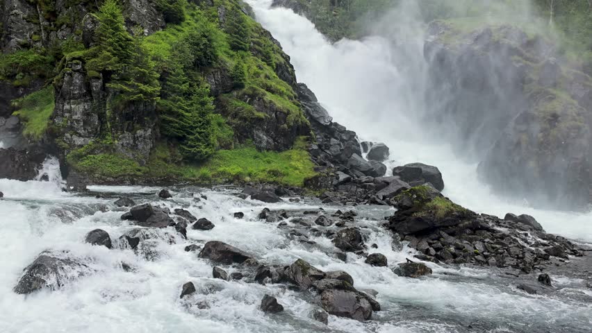 The famous Latefossen waterfall in Norway.