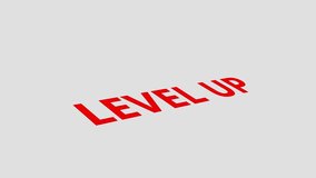 Level up . 3d text Logo. Text Animation. Red Logotype on white grey background. 3d text animation. - Powered by Shutterstock - Get 15% off with code: PIKWIZARD15