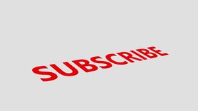 Subscribe. 3d text Logo. Text Animation. Red Logotype on white grey background. 3d text animation. - Powered by Shutterstock - Get 15% off with code: PIKWIZARD15