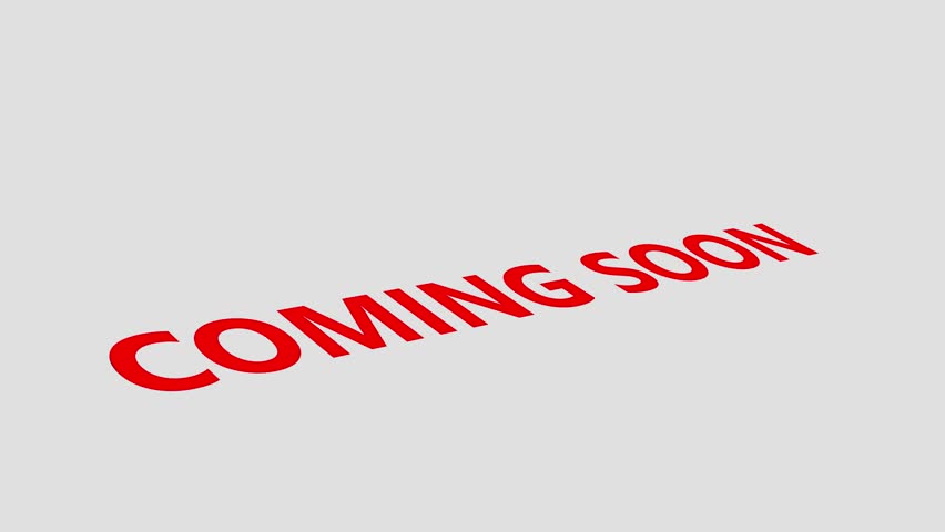 Coming Soon. 3d text Logo. Text Animation. Red Logotype on white grey background. 3d text animation.