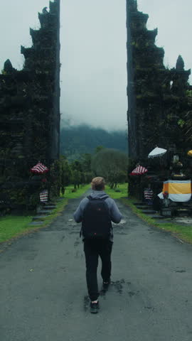 Tourist entering Handara Gate in Bali