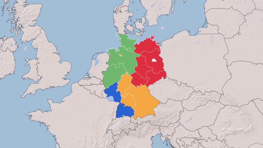 Cold War Germany Map – Allied and Soviet Zones of Occupation (1945–1990)