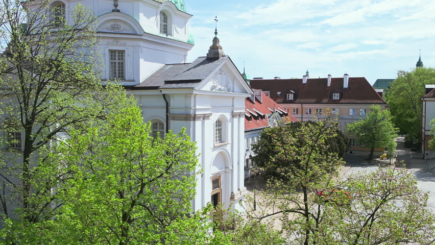 Roman Catholic Church Of St Casimir, Polish prince in old town at rynek nowe miasto market square of Warsaw, Poland cityscape view