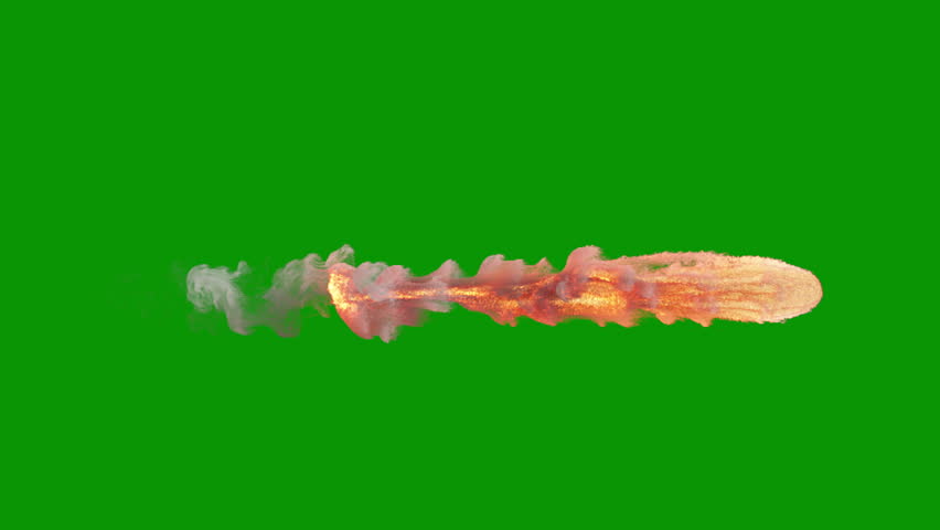 Rocket thruster burn 01, seamless loop, 4k 24p, green screen for transparent background