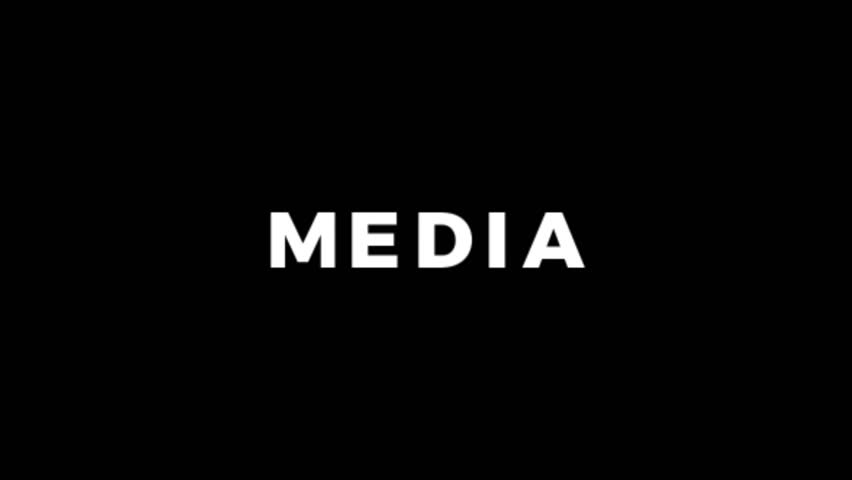 Animated word MEDIA with smooth transition and clean typography on a black background. Great for digital intros or motion design projects.