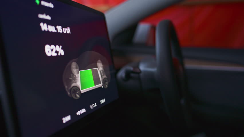 EV car charge screen waiting park alternative energy transport technology