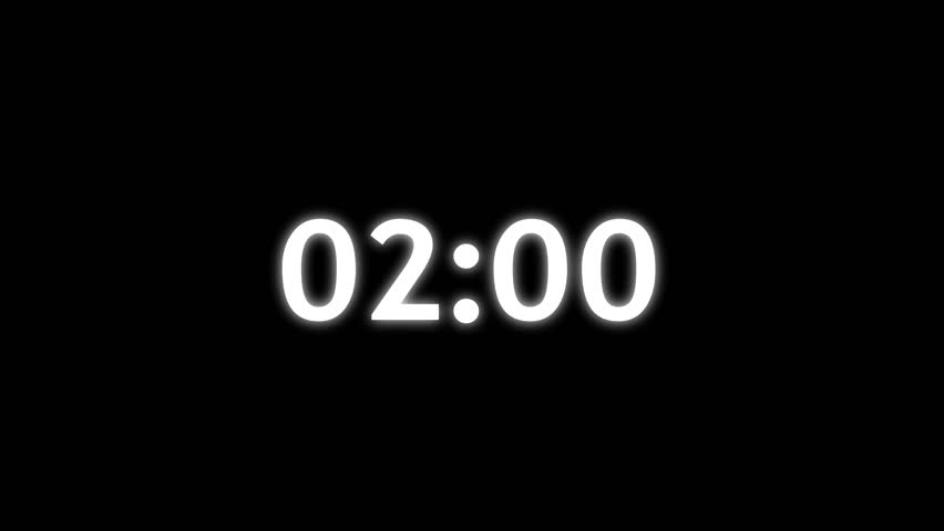 2 minute timer countdown animation, countdown timer one minute animation from 120 to 0 countdown Two minute countdown timer animation on transparent background with alpha channel.
