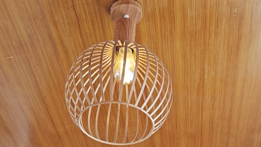 Bamboo ceiling lamp on background
