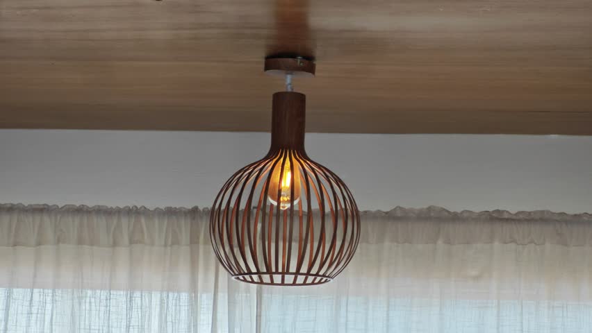 Bamboo ceiling lamp on background