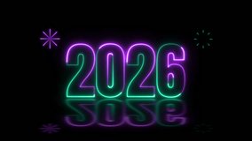 Animated neon Happy New Year 2026 in vibrant glowing style. 4K resolution seamless loop, perfect for New Year celebrations, digital greetings, social media, and event presentations. - Powered by Shutterstock - Get 15% off with code: PIKWIZARD15