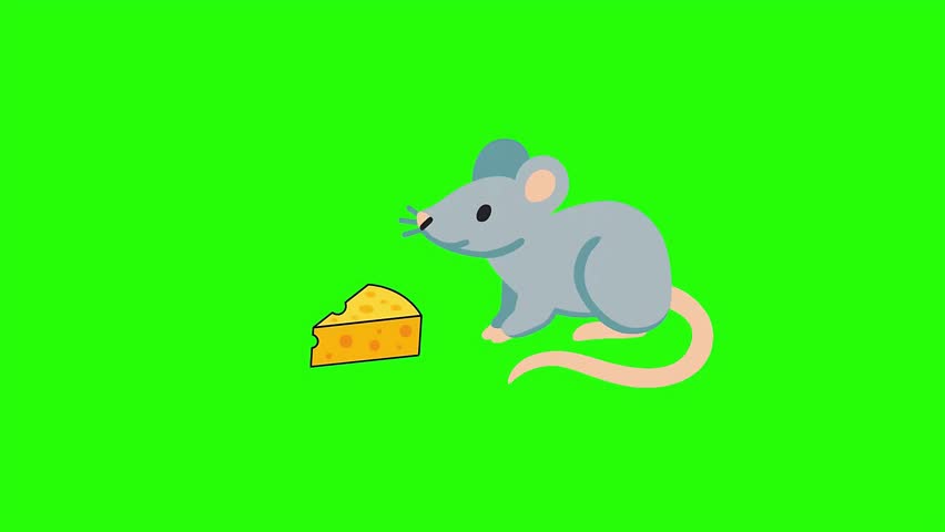 cheese a beside screen gray Cartoon on green screen vibrant yellow mouse