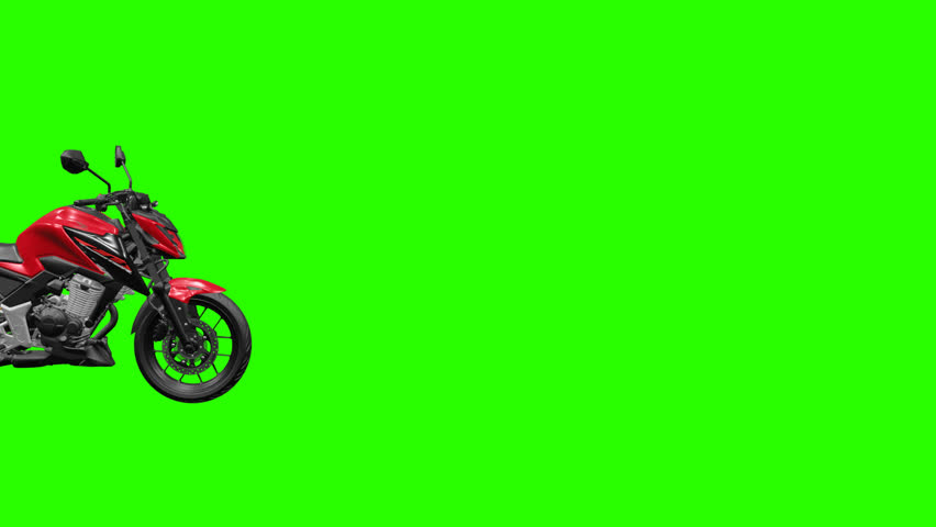 Red motorcycle on green screen background