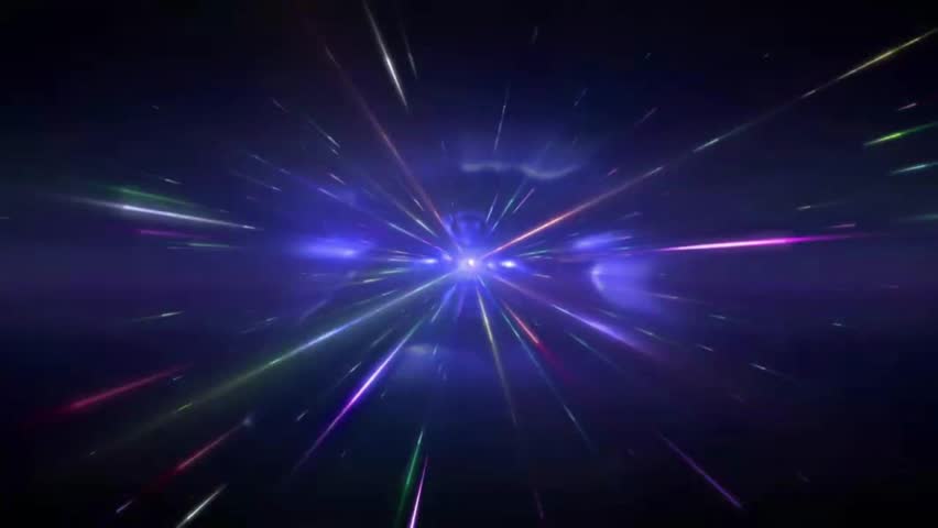 4k Colorful Laser Hyper Space Moving Dark Blue Background