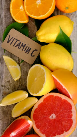 vitamin c and citrus. Selective focus.