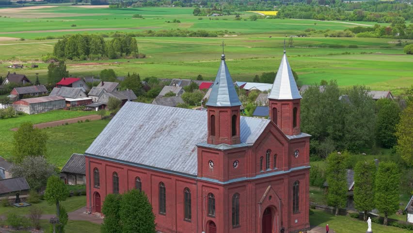 An aerial view of Saciai Church reveal a peaceful village scene where time moves a little slower
