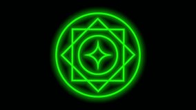 A glowing green geometric glyph rotates slowly, evoking a mystical and futuristic energy symbol in a sacred digital format - Powered by Shutterstock - Get 15% off with code: PIKWIZARD15