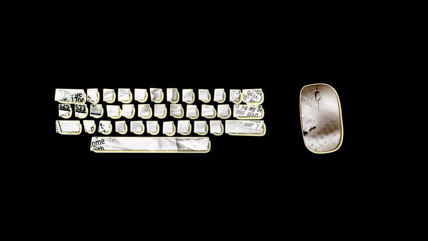 Keyboard and Mouse use - Analog paper-styled cut-out with alpha channel embedded.