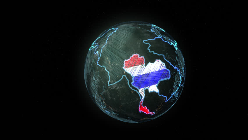 a world map of Thailand, 3d rendering, drawing, ANIMATION