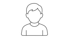 Boy animation in minimal linear style with head and shoulders. Child character, male avatar, kid figure, children theme, cartoon profile, boy face, interface element, education visual. - Powered by Shutterstock - Get 15% off with code: PIKWIZARD15
