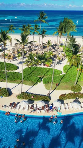 Tropical all-inclusive resort Dreams Royal in Bavaro Punta Cana. Aerial view