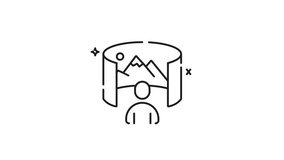 Virtual tour icon animation. Virtual tour icon shows person exploring stunning virtual mountain landscape, perfect for travel websites, virtual reality platforms, and tourism blogs. Motion graphic - Powered by Shutterstock - Get 15% off with code: PIKWIZARD15