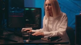 Computer late night work online crypto trading chart Caucasian business woman programmer hacker coder businesswoman broker trader thinking analyzing bitcoin price cyber security e-business investment - Powered by Shutterstock - Get 15% off with code: PIKWIZARD15