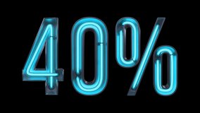 40% Neon Sign Animation – Glowing Blue Discount Text on Transparent Background in 4K - Powered by Shutterstock - Get 15% off with code: PIKWIZARD15