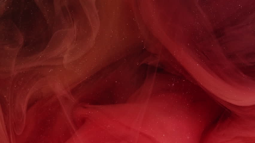 Smoke red. Color haze. Magenta watercolor foggy abstract background with small particles. Hazy blurred veil of dye dissolved in water.